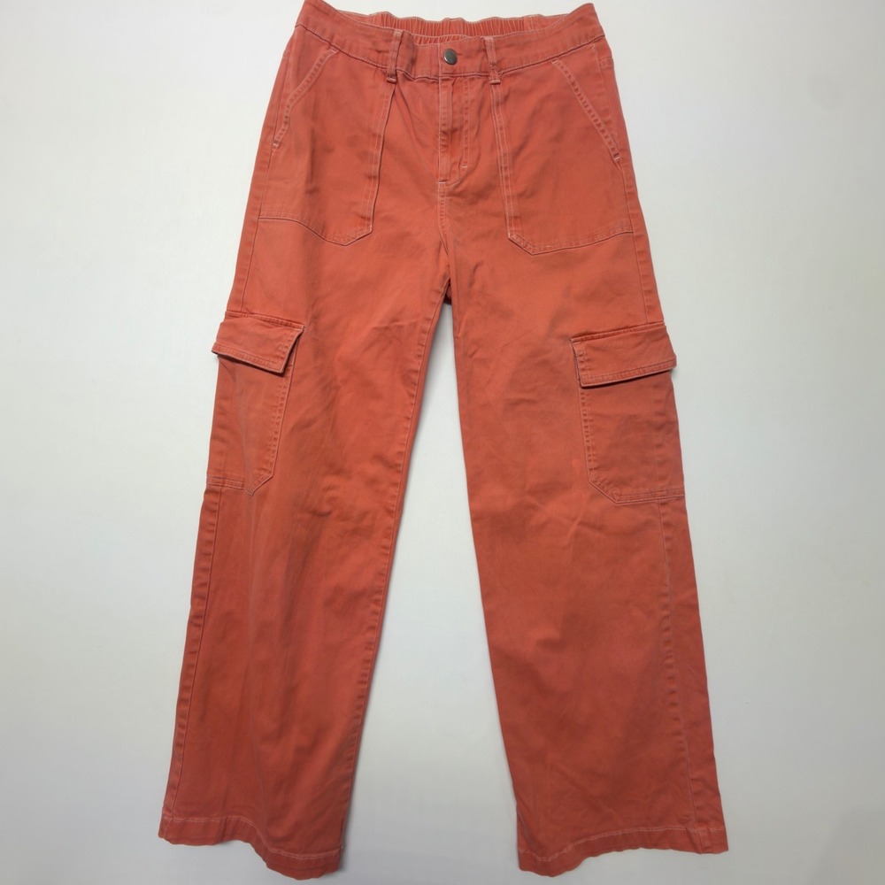 Wild Fable Womens Coral Orange High Rise Cargo Pants Straight Leg Size M